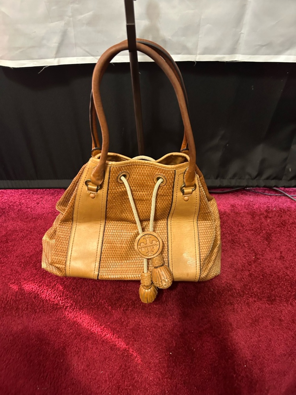 Tory Burch woven drawstring bag